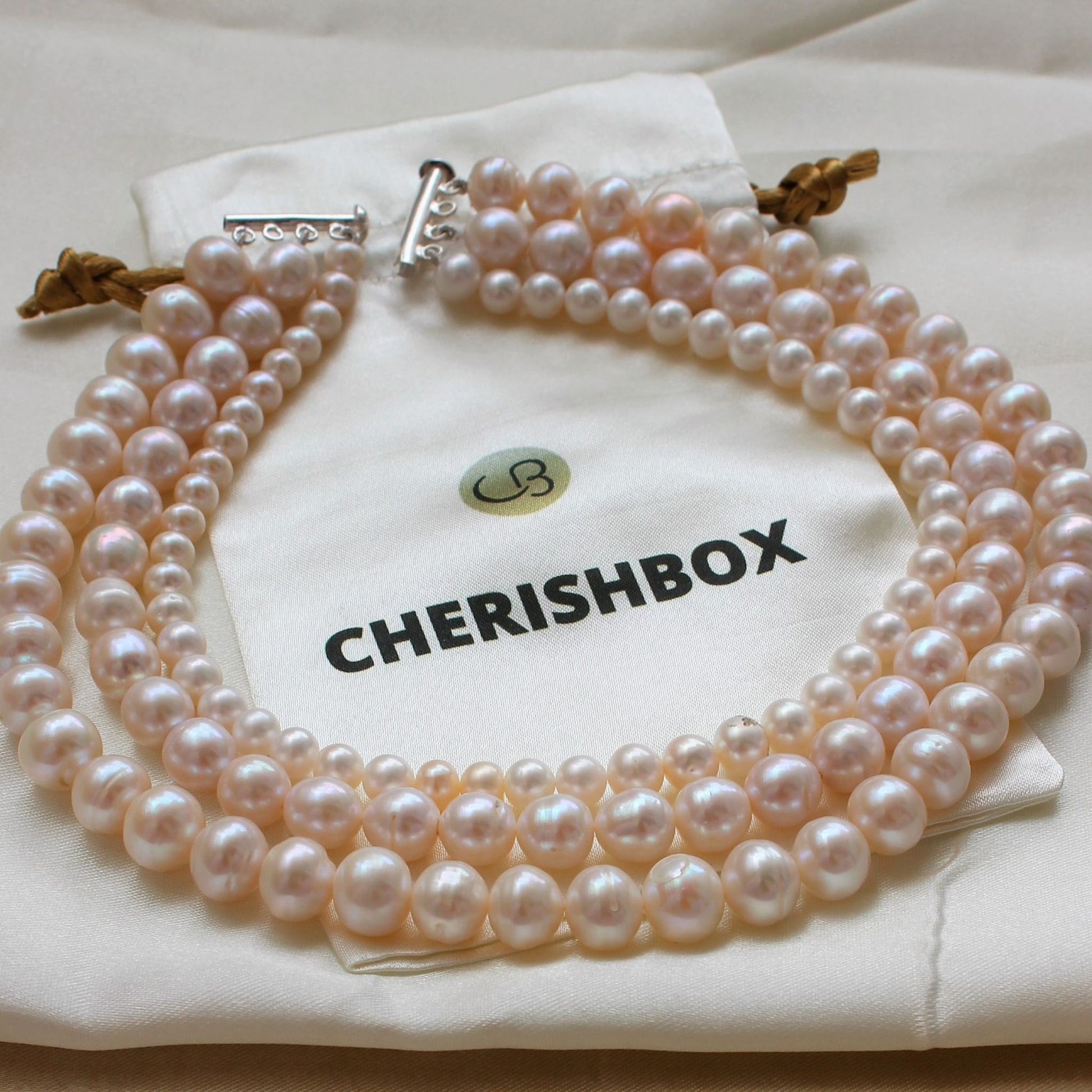 Three layer Real Pearl Necklace - CherishBox