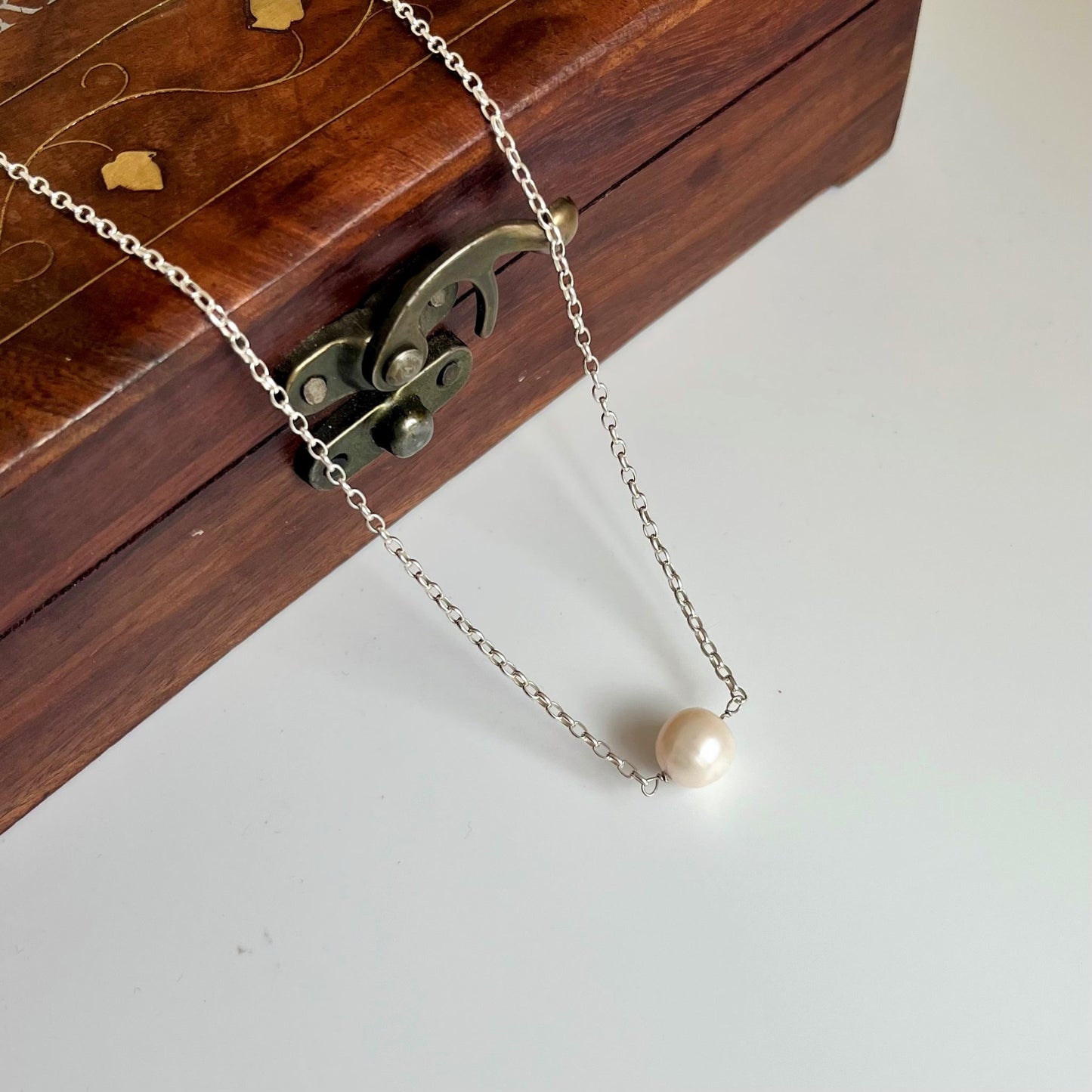 Milky White Single Pearl Silver Necklace - CherishBox