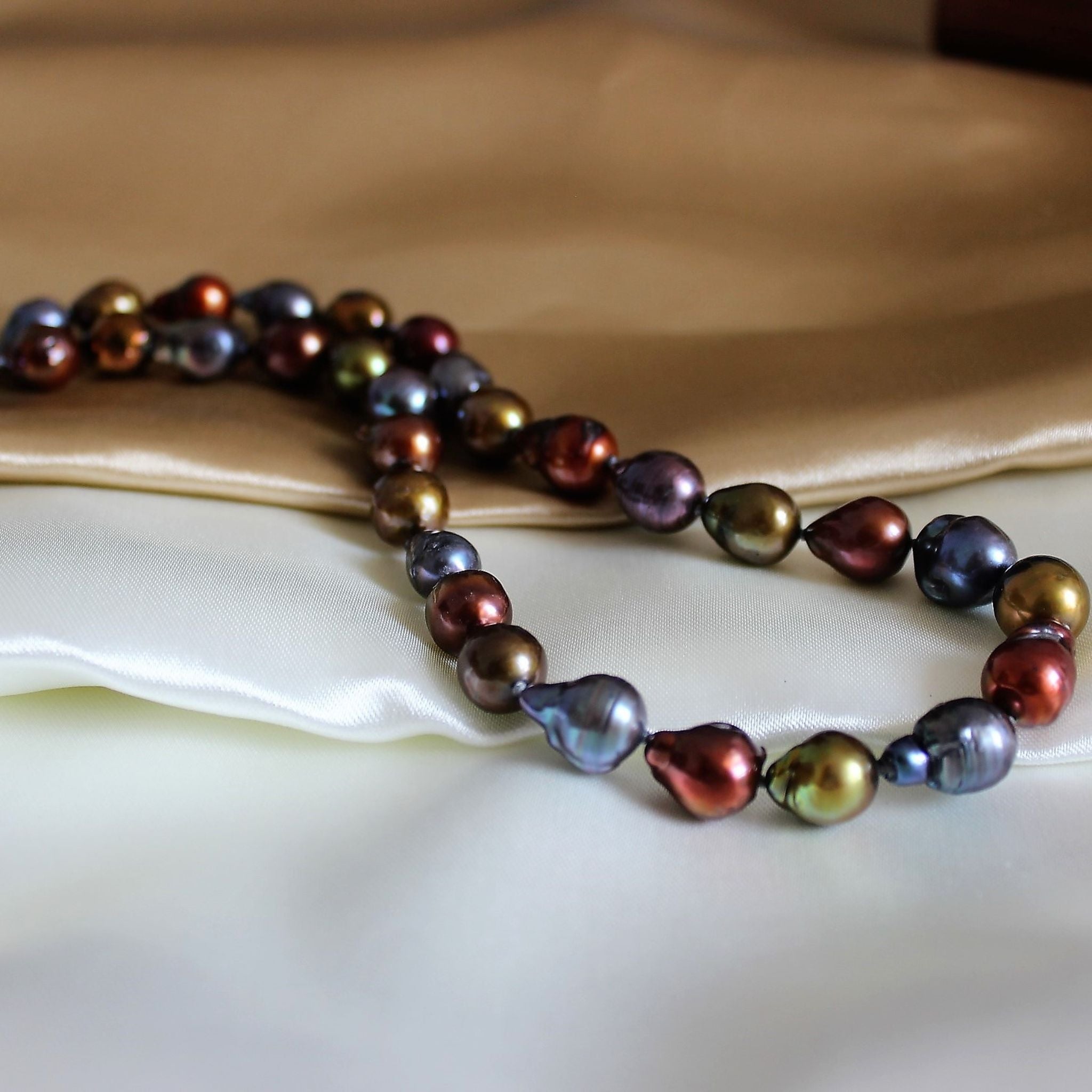 Charcoal Grey Tahitian Baroque Pearl Necklace-T1110 | Bijood Accessories