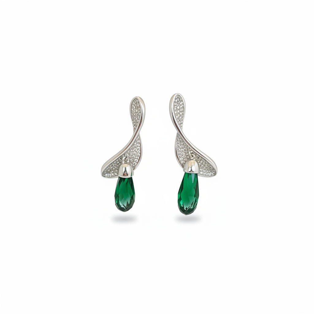 Green Stone Earrings in 92.5 Sterling Silver - CherishBox