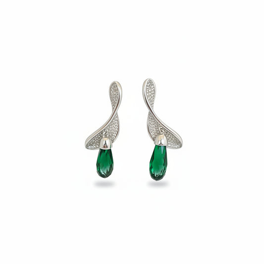 Green Stone Earrings in 92.5 Sterling Silver - CherishBox