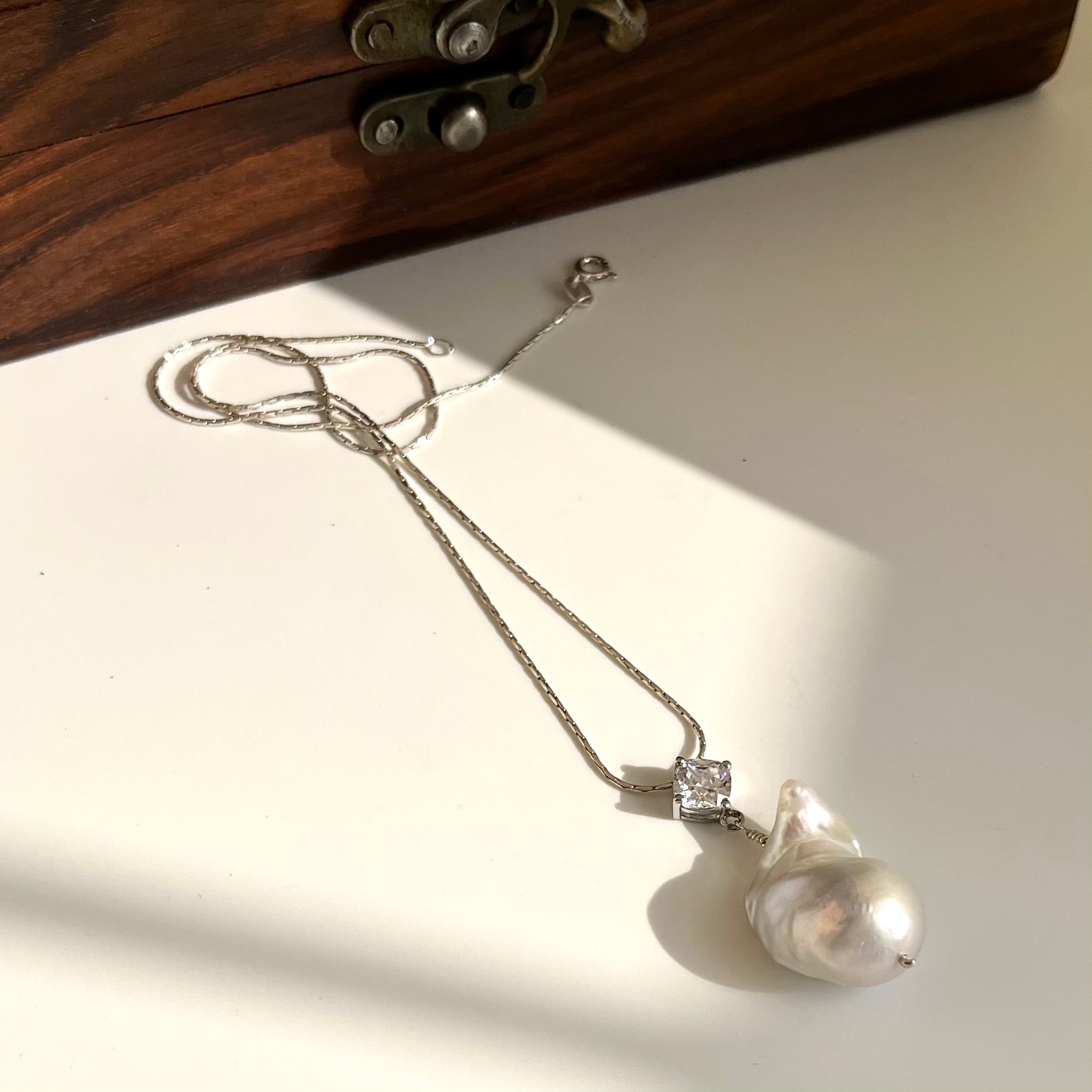 Baroque Pearl Pendant with Chain - CherishBox