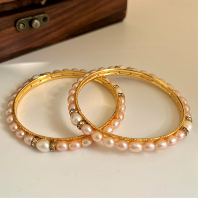 Peach pearl bangles - CherishBox