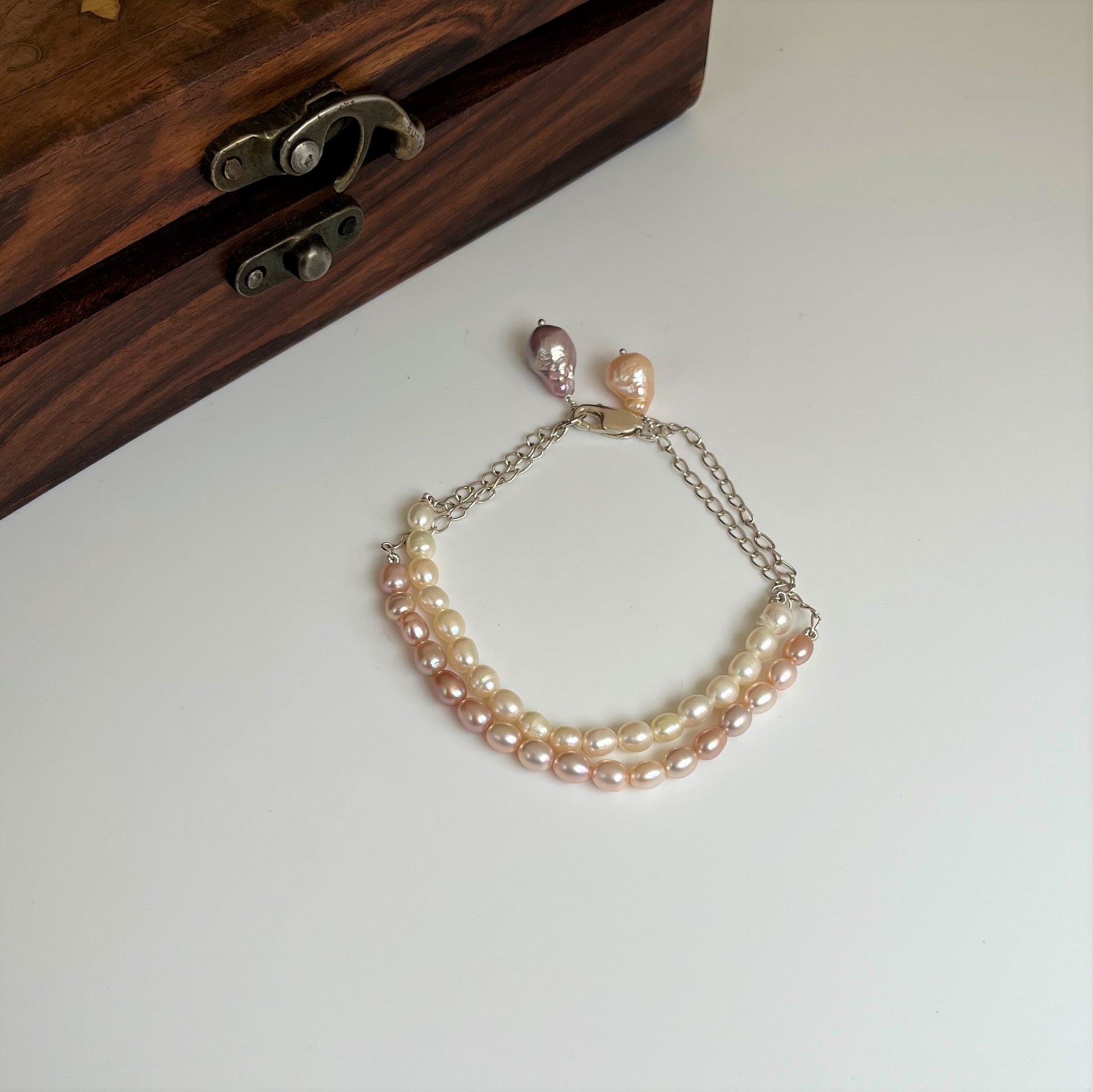 Silver Chain Pearl Beaded Bracelet - CherishBox