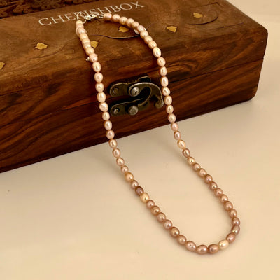 Peach Oval Pearl Necklace - CherishBox