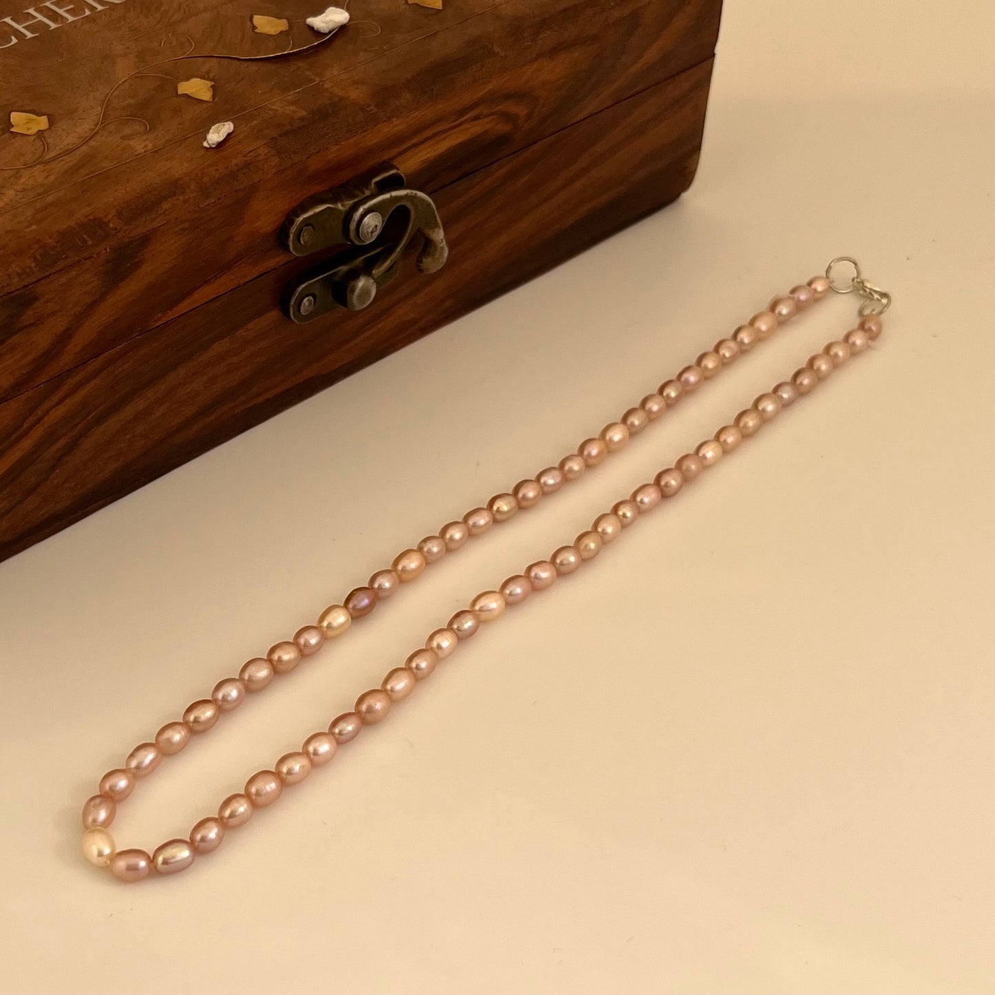 Peach Oval Pearl Necklace - CherishBox