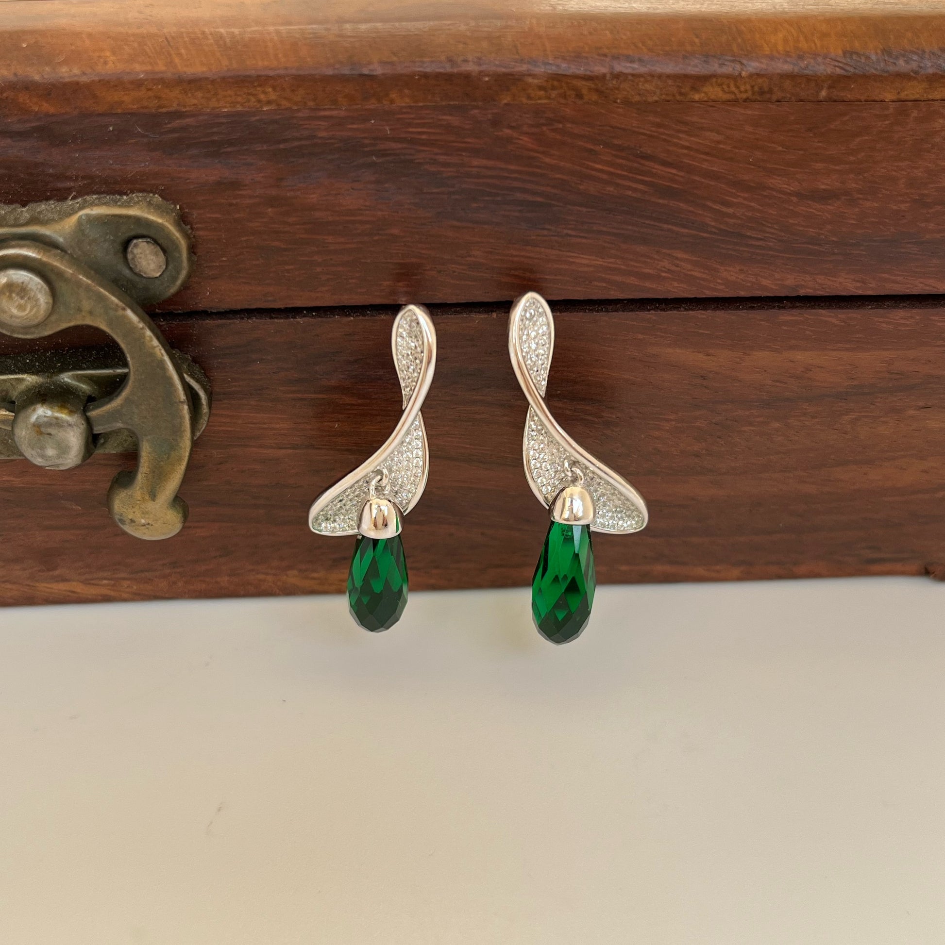 Green Stone Earrings in Sterling Silver - CherishBox