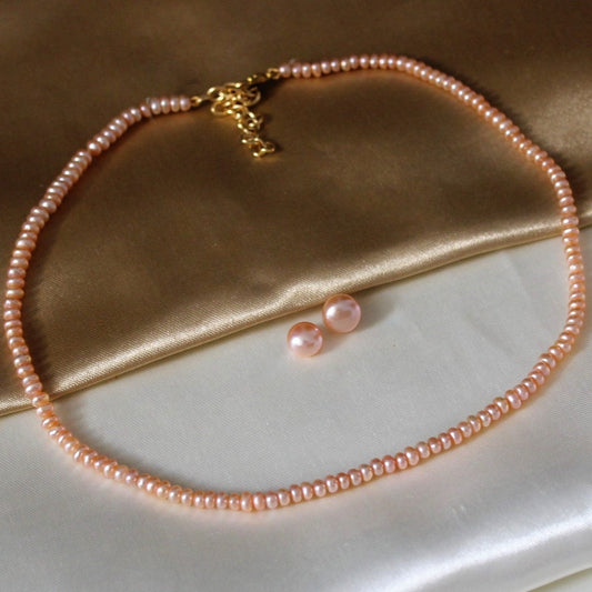 Collar Peach Pearl Necklace - CherishBox Real Pearl Jewellery