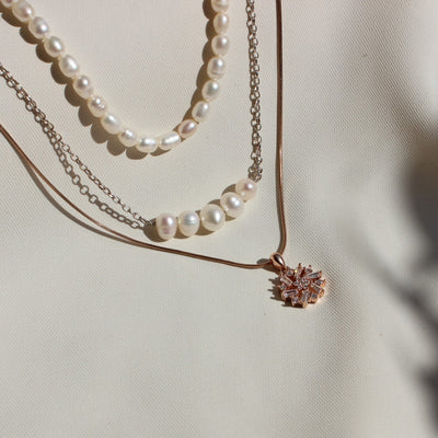 Silver Chain and Pearl Necklace 