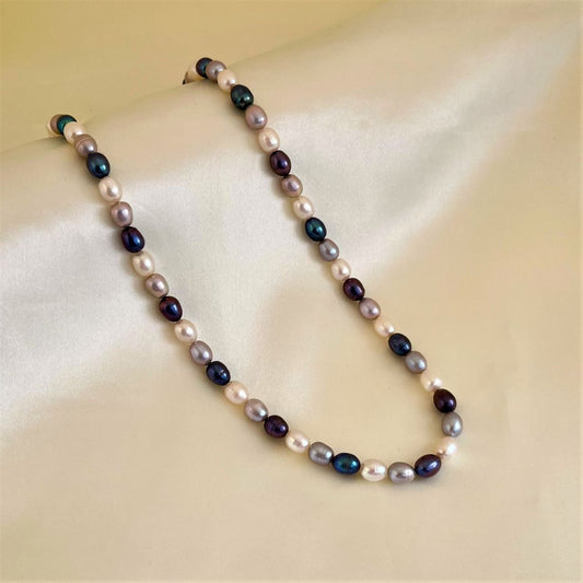 Multicolor Oval Pearl Necklace