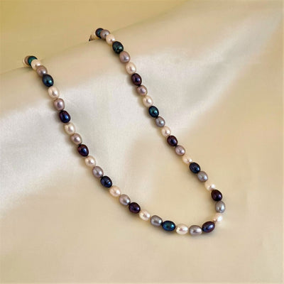 Multicolor Oval Pearl Necklace - CherishBox Real Pearl Jewellery