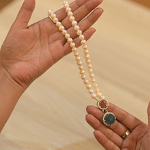 The Blue Ocean - Pearl Necklace with Blue Stone - CherishBox Real Pearl Jewellery